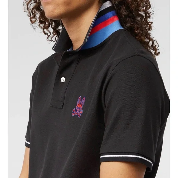 Psycho Bunny Black Polo with Blue and Red Accents Sz:2XLT - Picture 1 of 7
